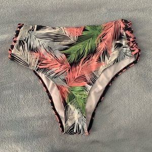 High waisted and high cut leg bikini bottom